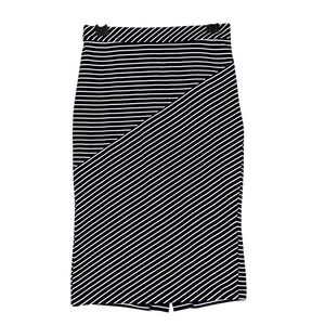 Banana Republic Asymmetric Stripe Midi Pencil Skirt Stretch Bodycon High Waist 0